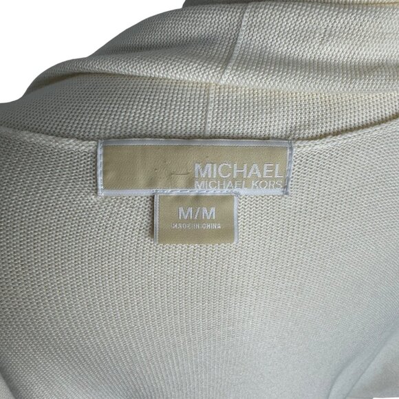 Michael Kors Womens Open Front Cardigan Sweater‎ Medium Ivory Cotton & Rayon - Picture 5 of 11